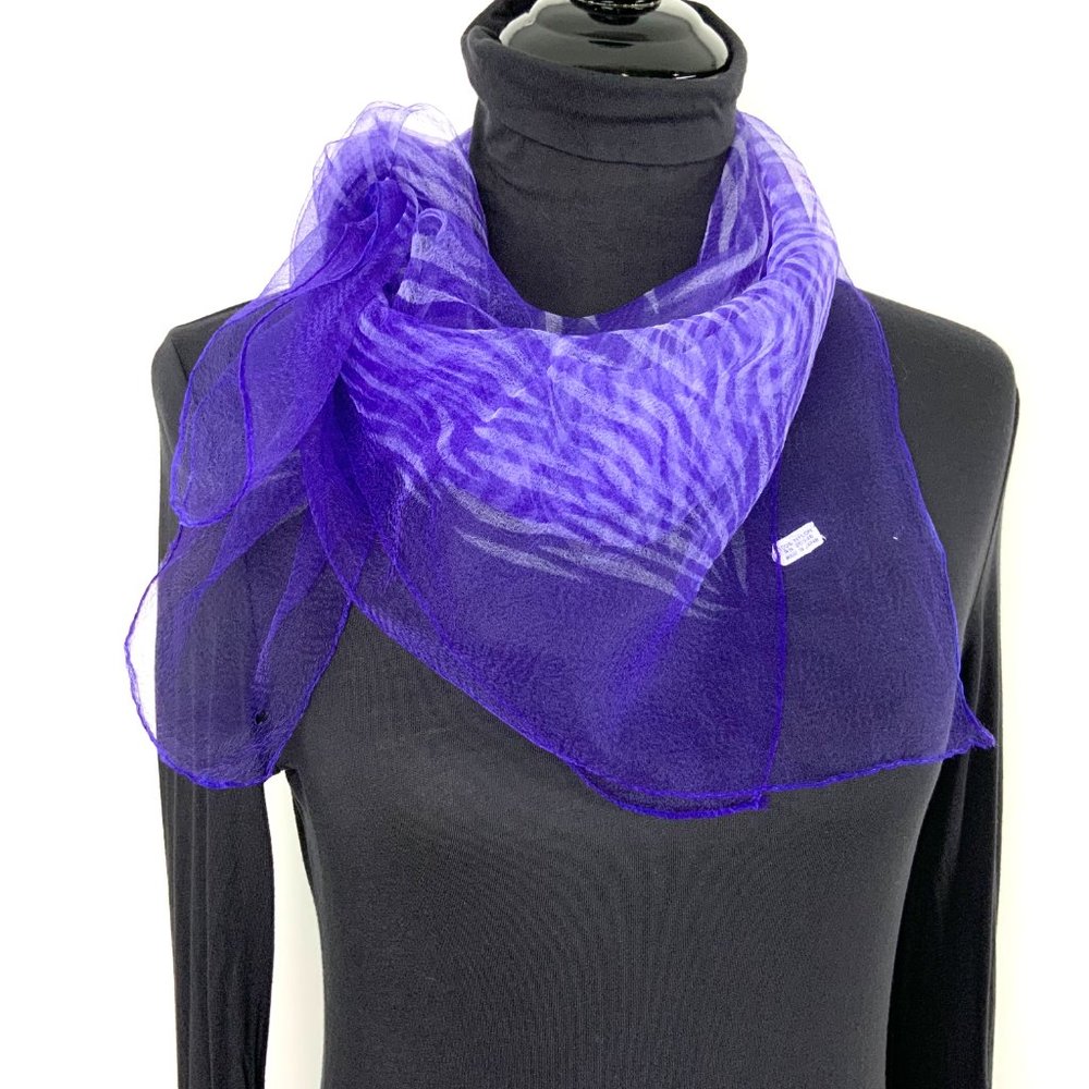 Vintage 60s Gauze Sheer Nylon Purple Scarf Japan